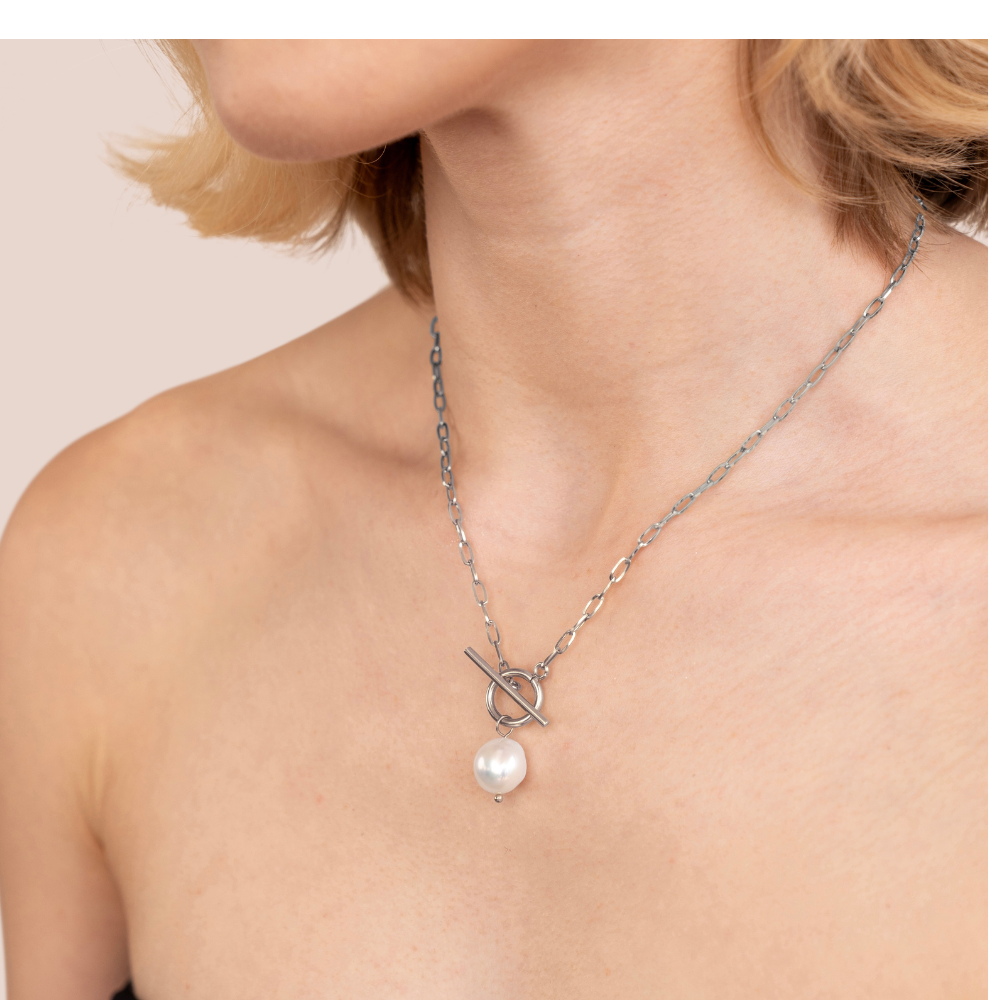 Eva svetlý Collier argenté s perlami