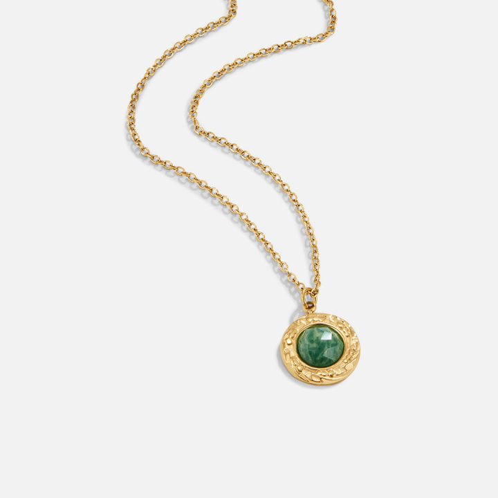 Vert aventurínový collier médaille
