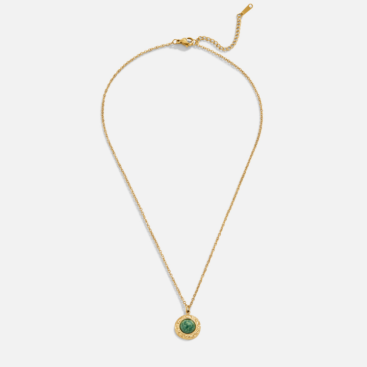 Vert aventurínový collier médaille