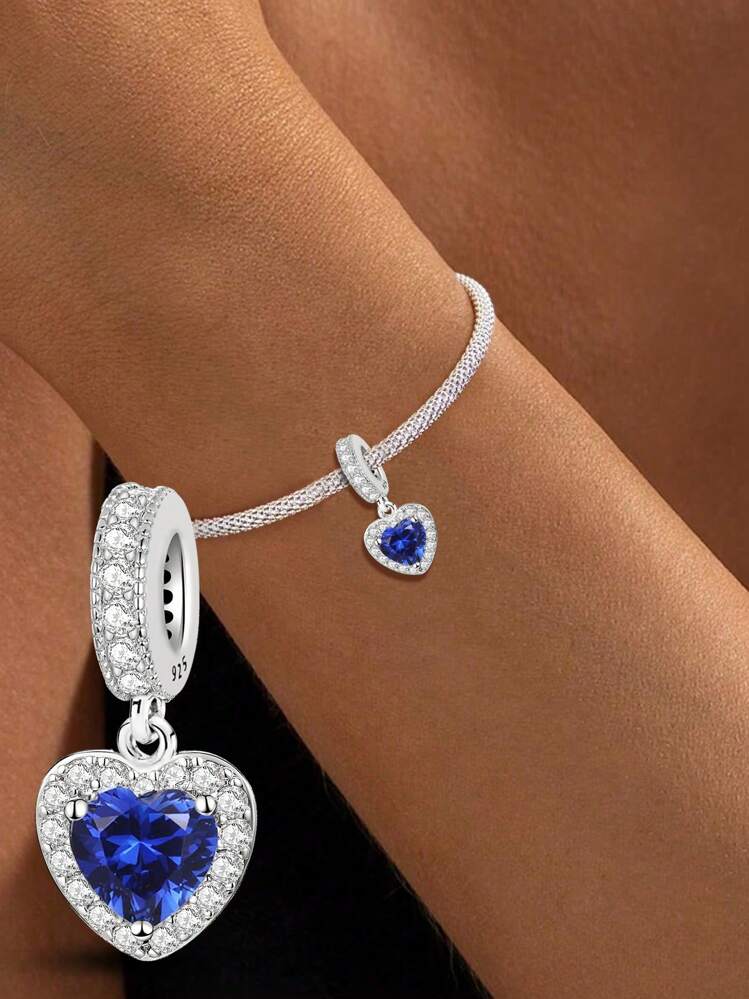 Charm Pendant Cœur Bleu – Maison Perle