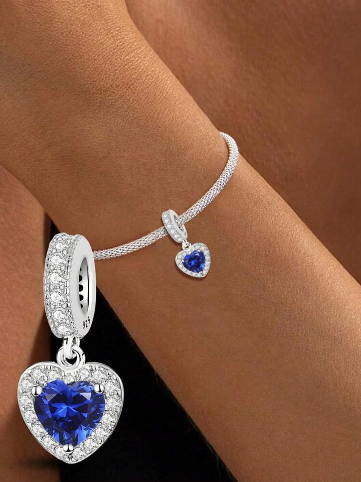 Charm Pendant Cœur Bleu – Maison Perle