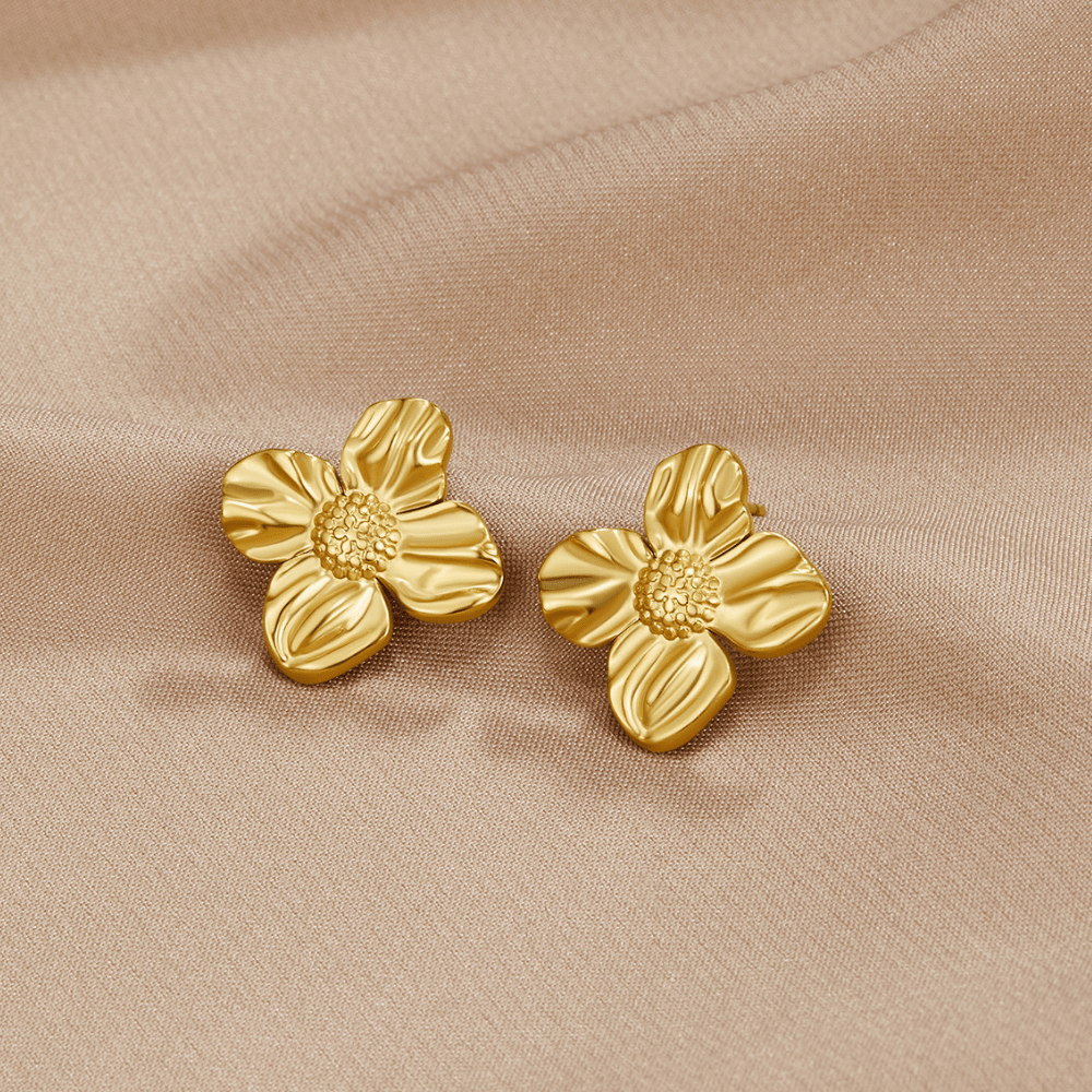Boucles d’oreilles florales dorées 18K