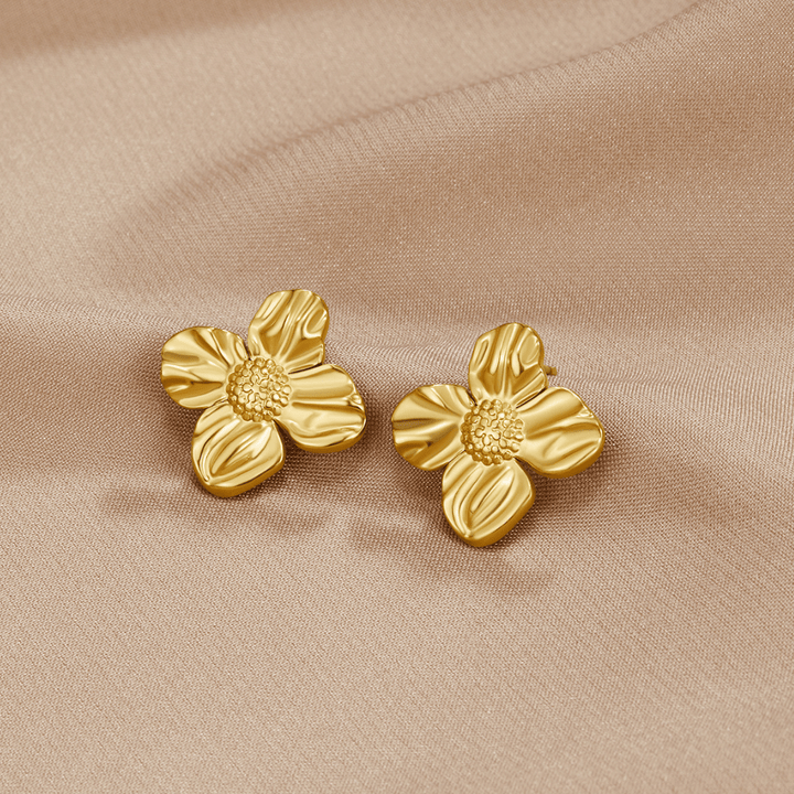 Boucles d’oreilles florales dorées 18K
