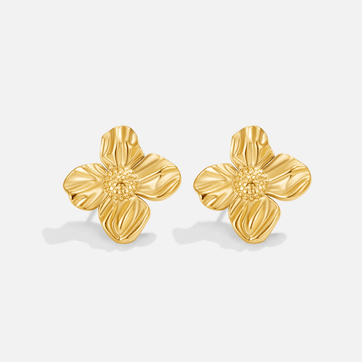 Boucles d’oreilles florales dorées 18K