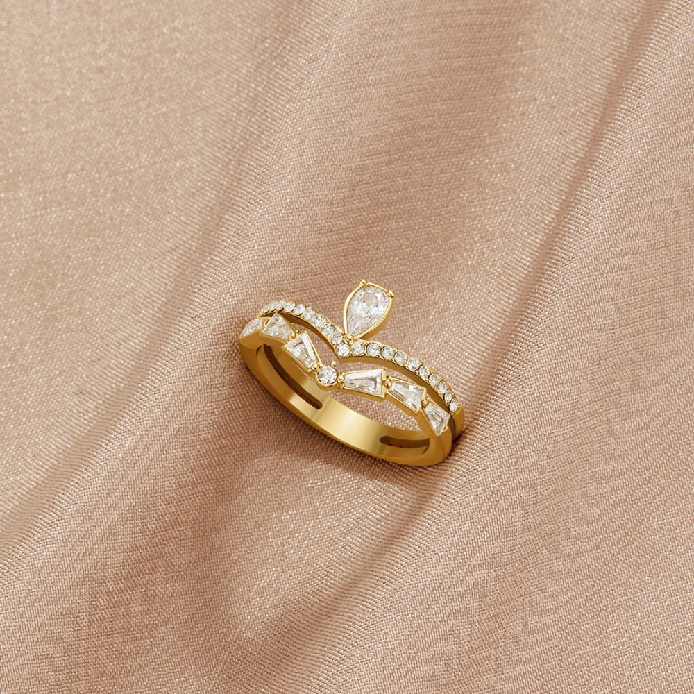 Bague 18K dorée Lilly cristal