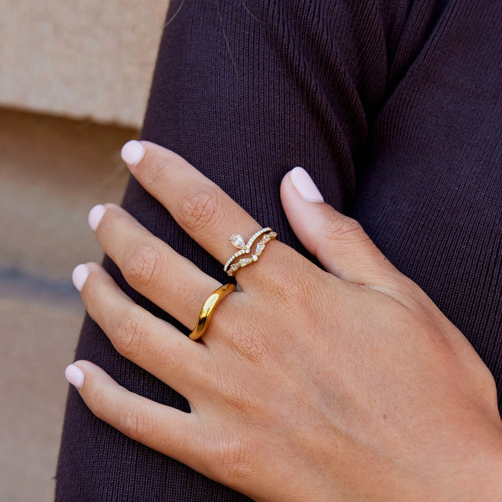 Bague 18K dorée Lilly cristal