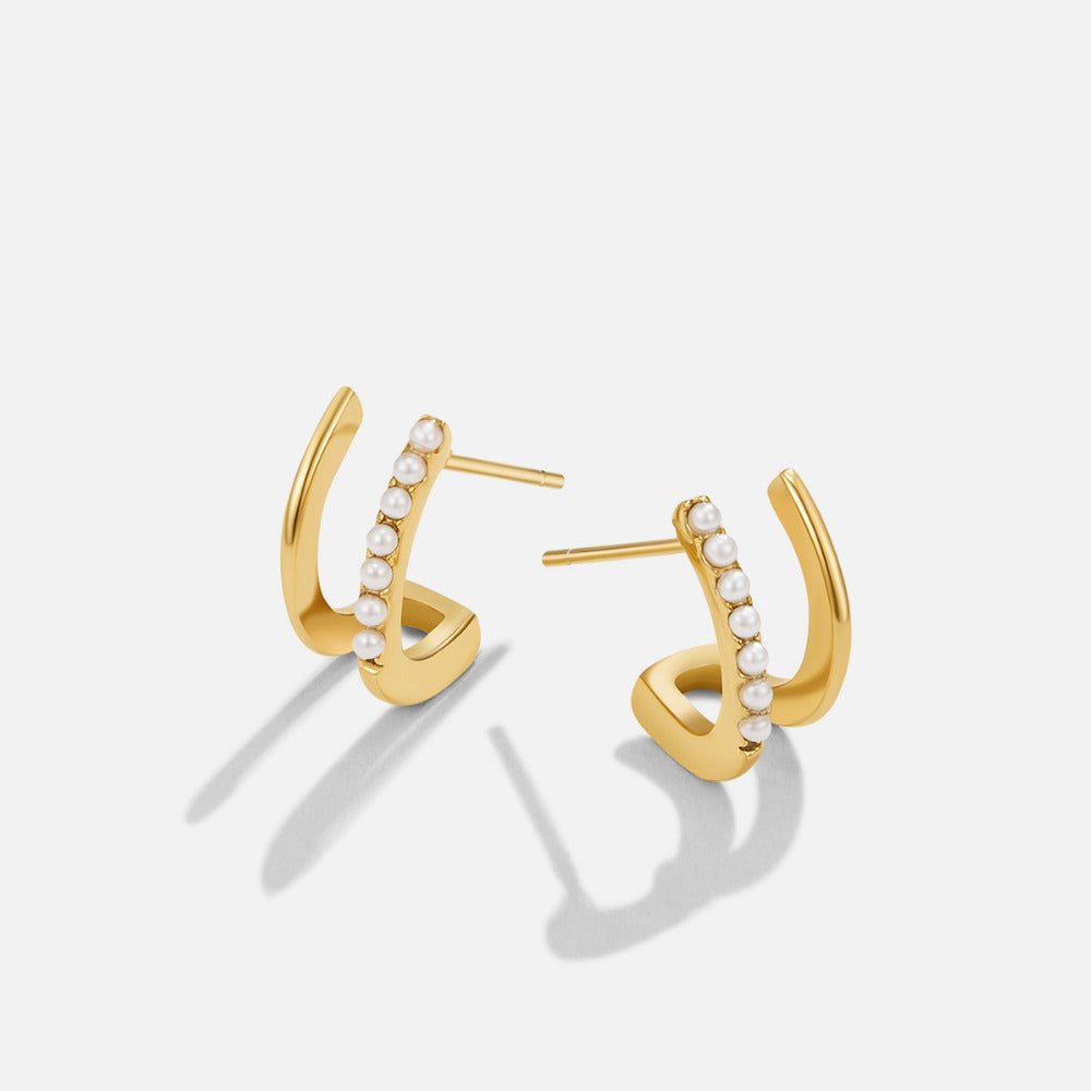 Boucles d’oreilles dorées 18K avec perles