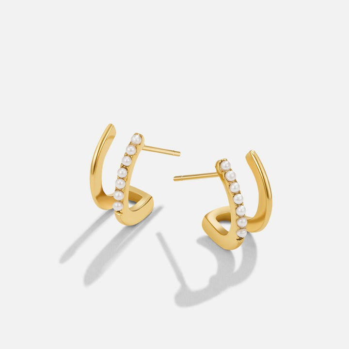 Boucles d’oreilles dorées 18K avec perles