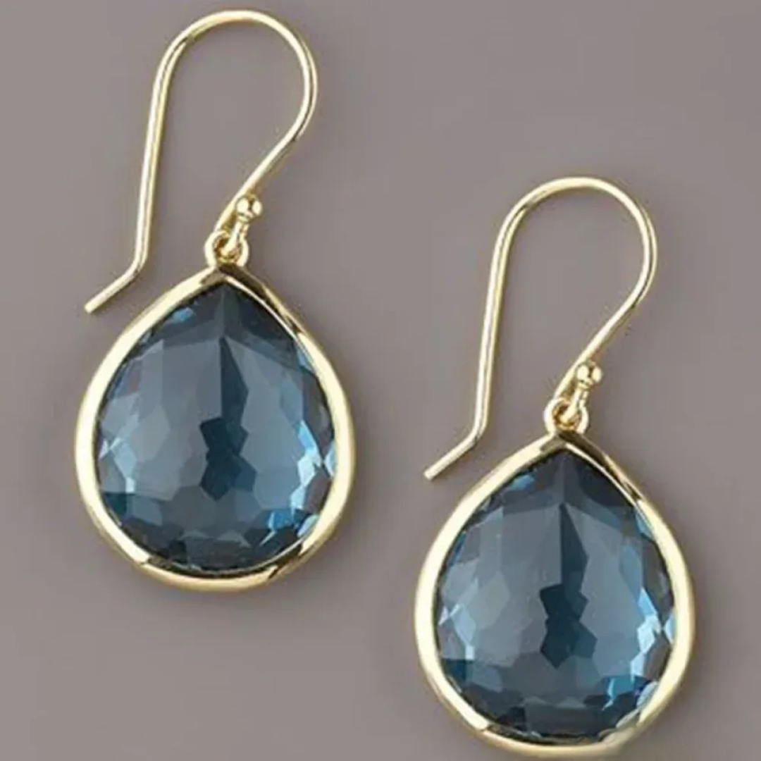 Boucles d’oreilles rétro bleues en cristal