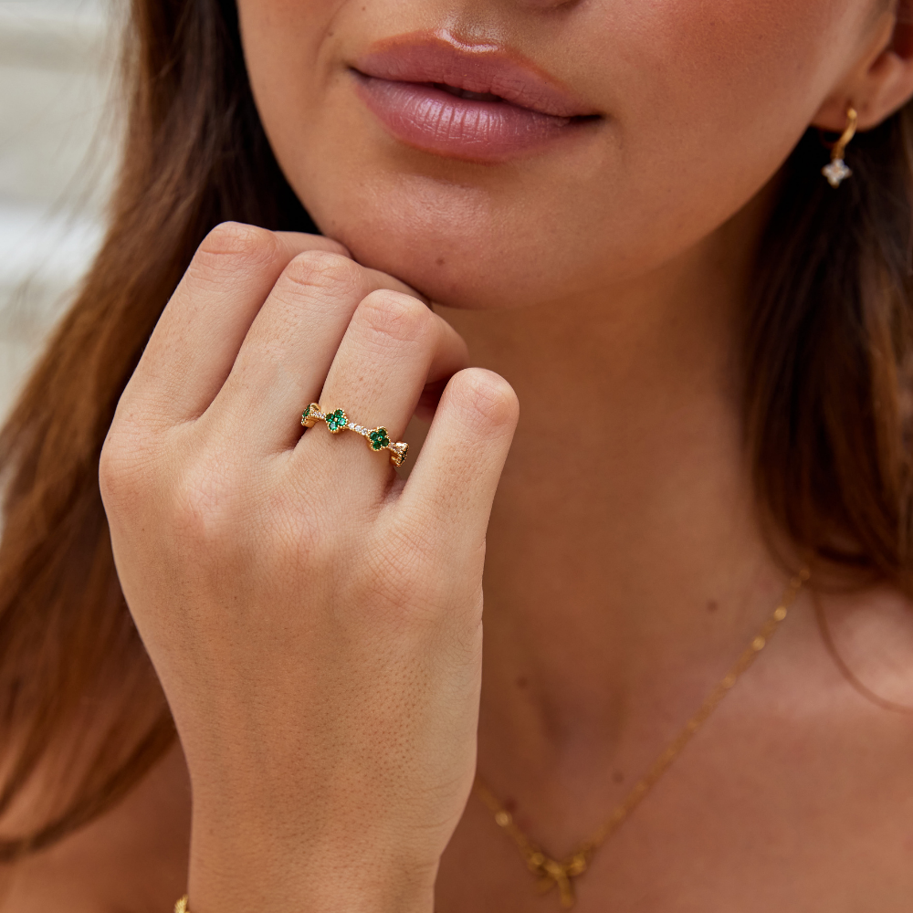 Bague cristal trèfle à quatre feuilles