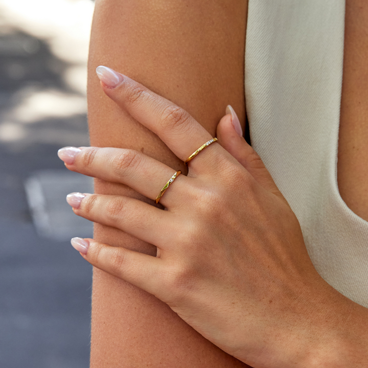 Bague Astrid 18K dorée empilée