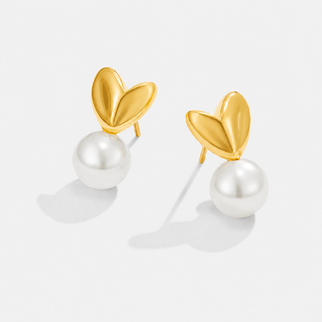Boucles d’oreilles cœur et perle