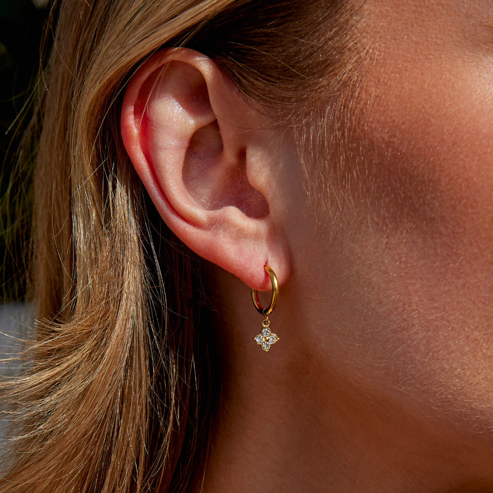 Boucles d’oreilles en cristal trèfle à quatre feuilles