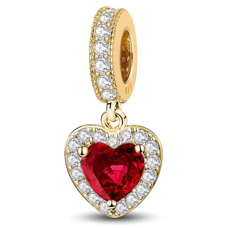 Charm Pendant Doré Cœur Rouge – Maison Perle