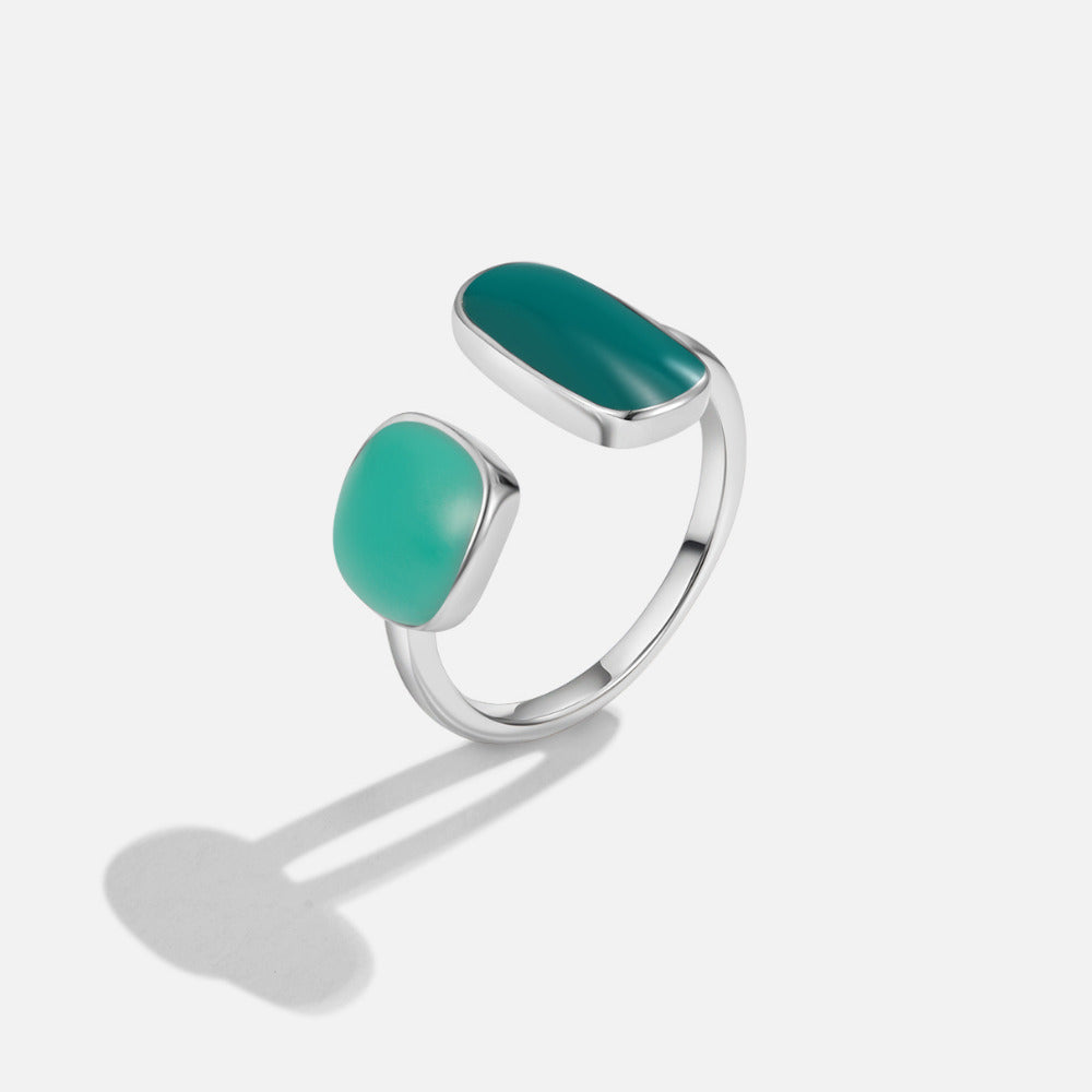 Bague verte saule argentée