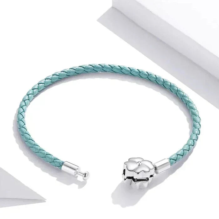 Bracelet en Cuir Turquoise pour Charms