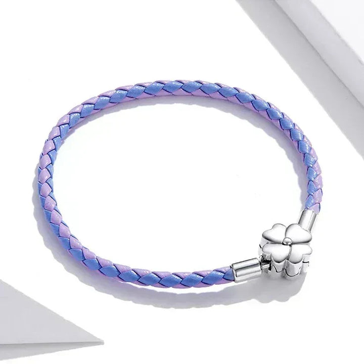 Bracelet en Cuir Violet pour Charms