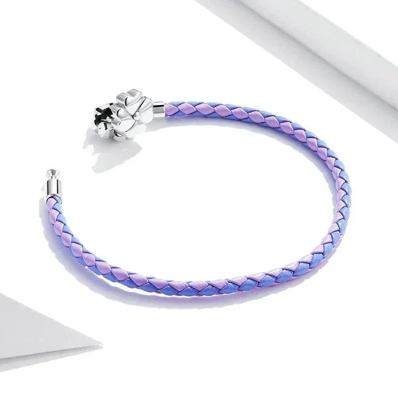 Bracelet en Cuir Violet pour Charms