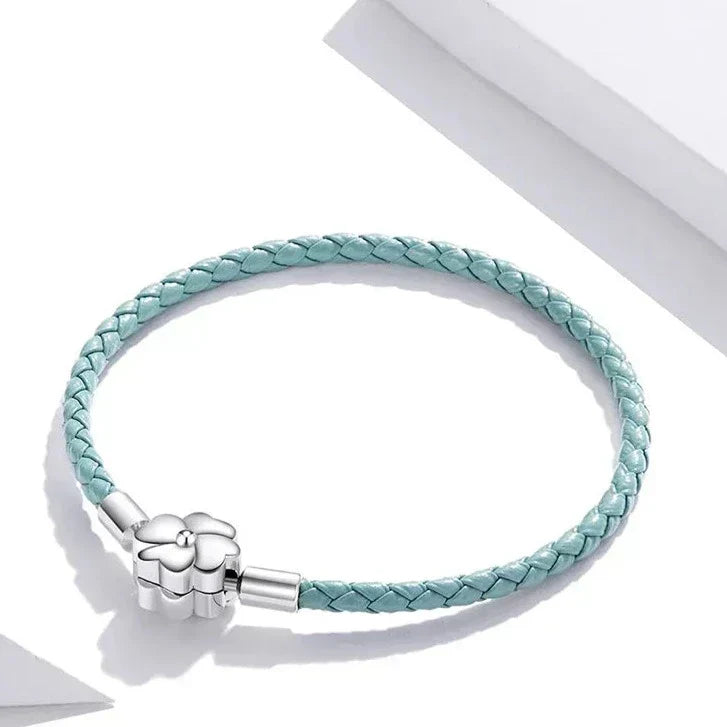 Bracelet en Cuir Turquoise pour Charms