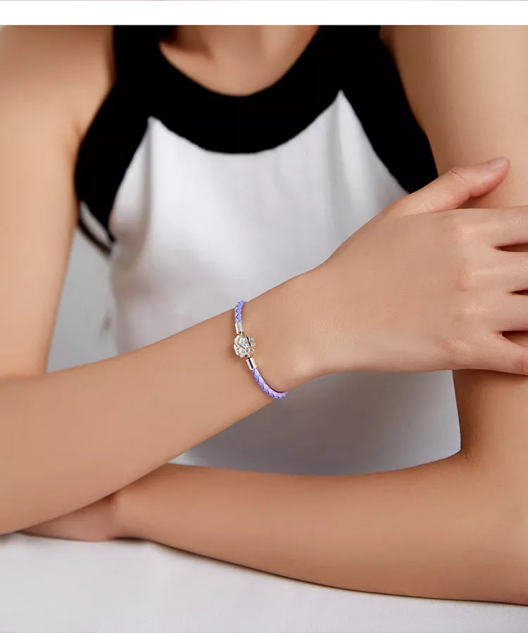 Bracelet en Cuir Violet pour Charms