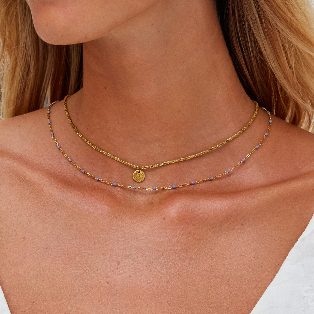 Lia multirang Collier doré s mincou a korálikmi