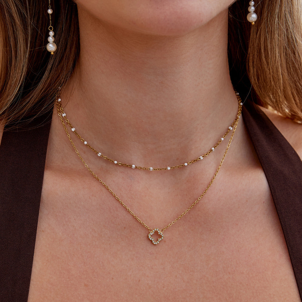 Luxusný Kryštálový Štvorlístkový collier