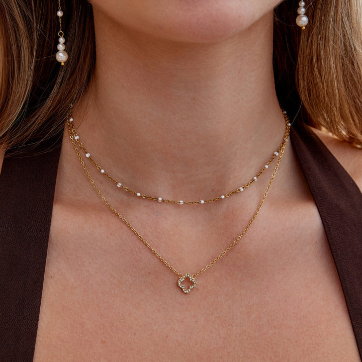 Luxusný Kryštálový Štvorlístkový collier