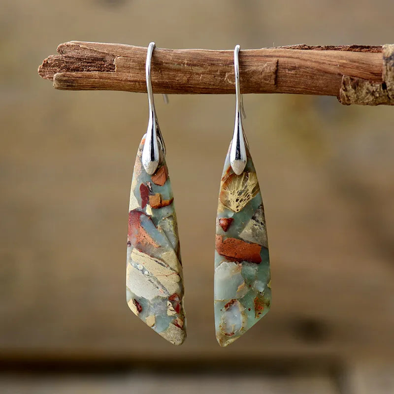 Boucles d’oreilles vintage en pierre naturelle Charme
