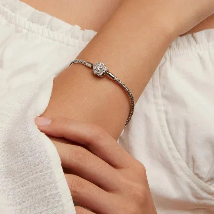 Bracelet avec Charm Rose Argentée