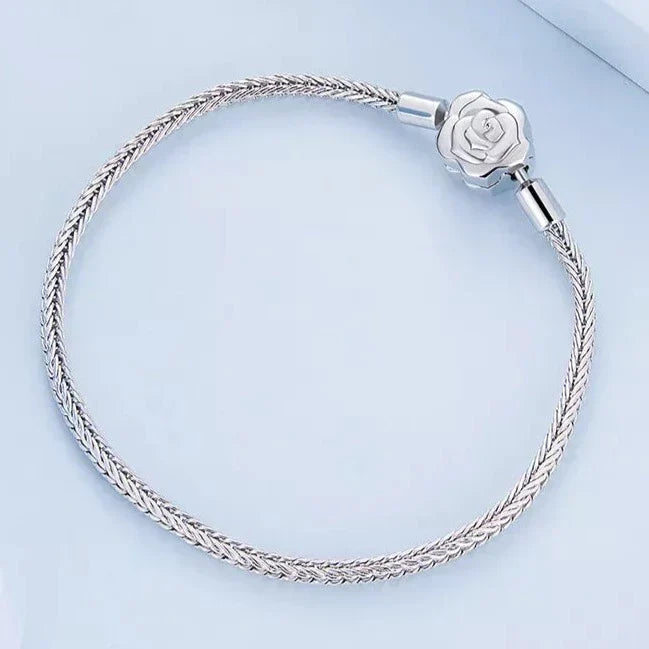 Bracelet avec Charm Rose Argentée