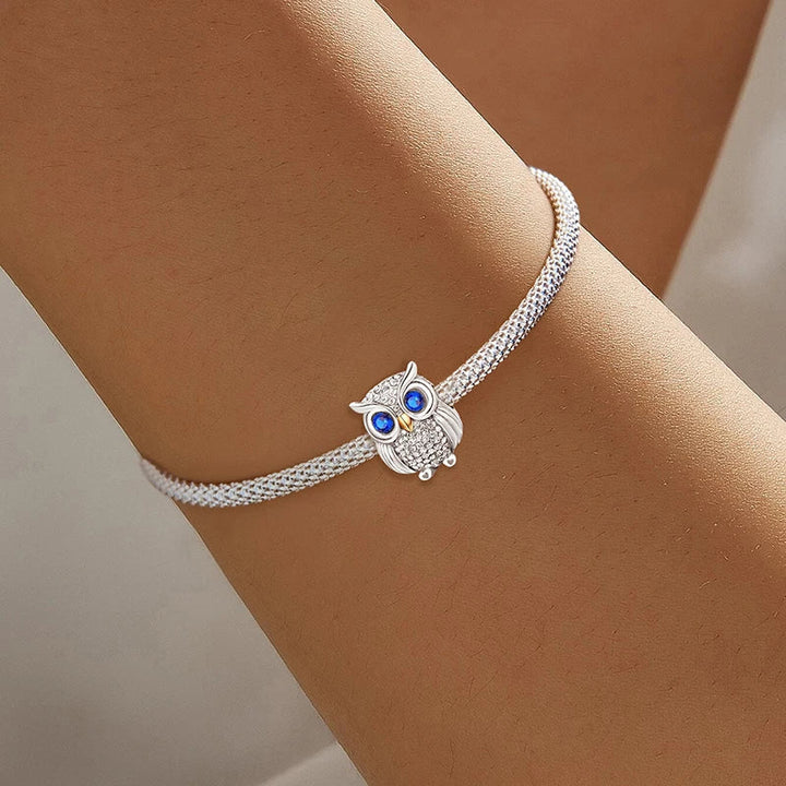 Charm Hibou aux yeux bleus - Maison Perle
