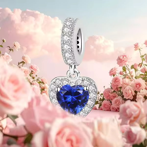 Charm Pendant Cœur Bleu – Maison Perle