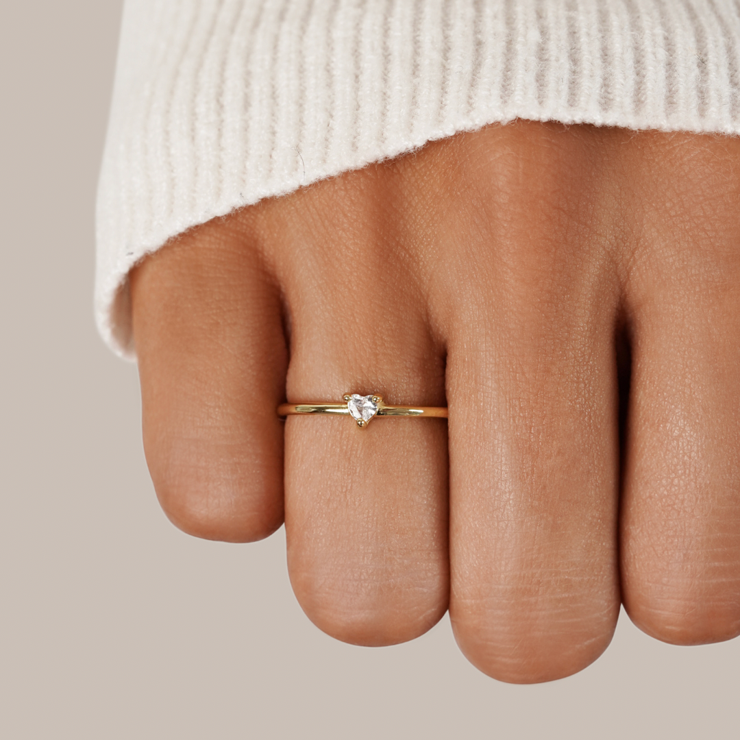 Bague petite amour cristal forme cœur