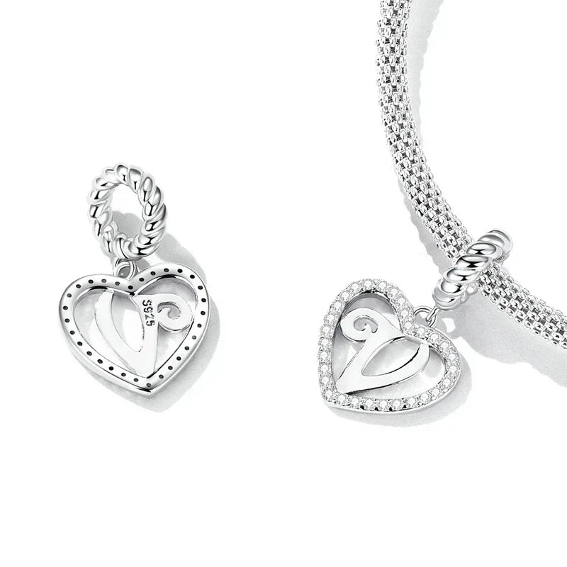Charm Cœur Lettre V – Maison Perle
