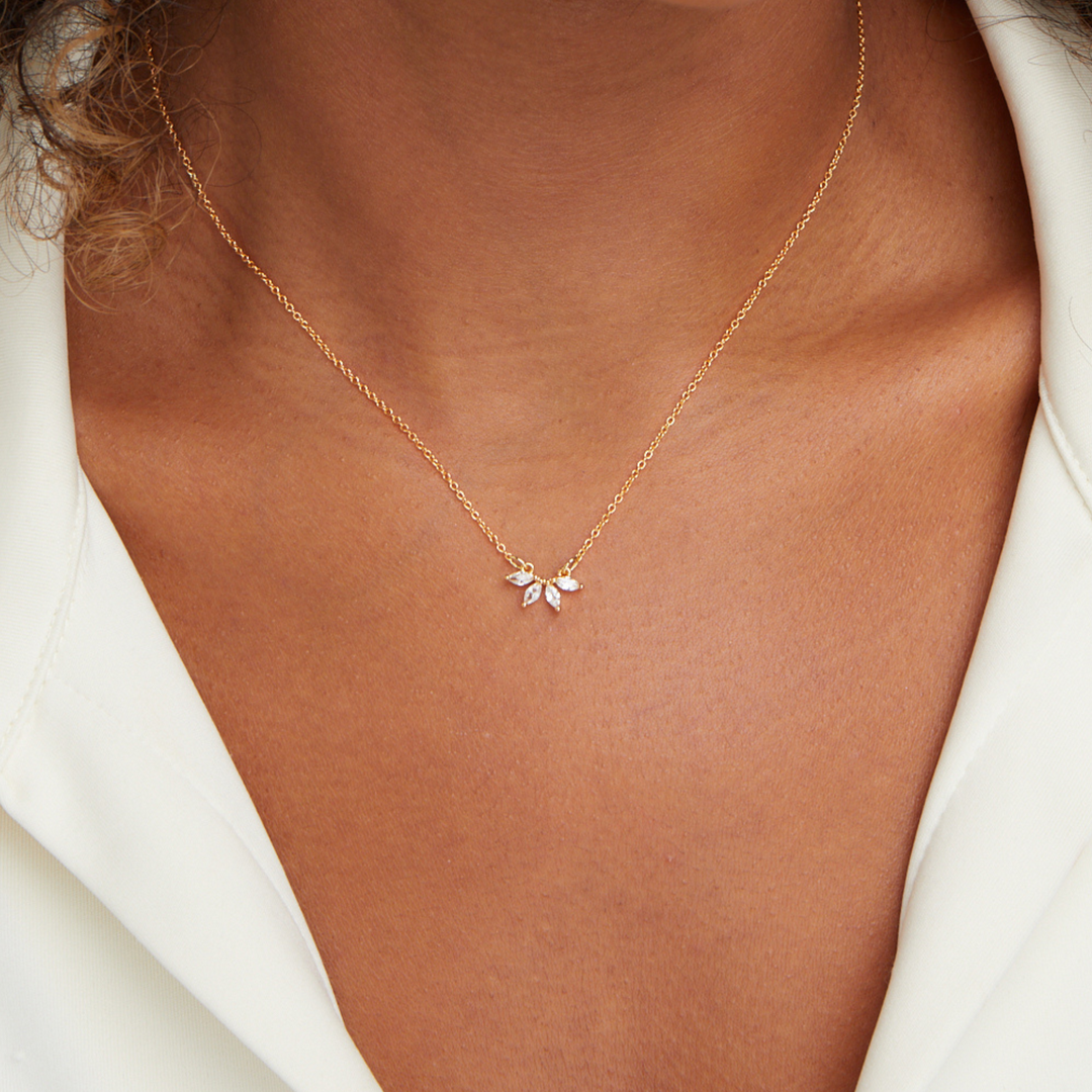 Collier pendentif feuilles en cristal Tiffany