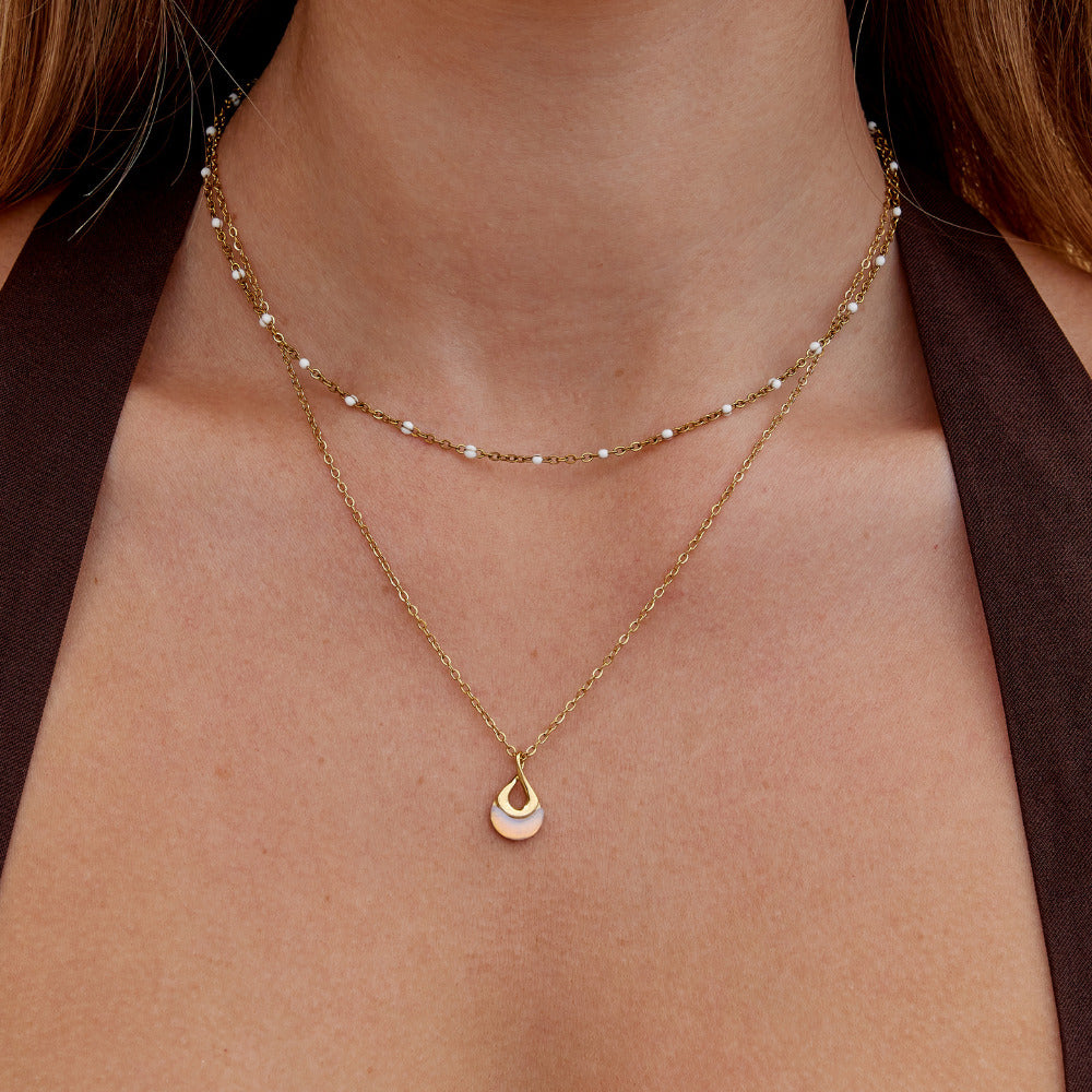 Tiffany Blanc pierre pendentif collier