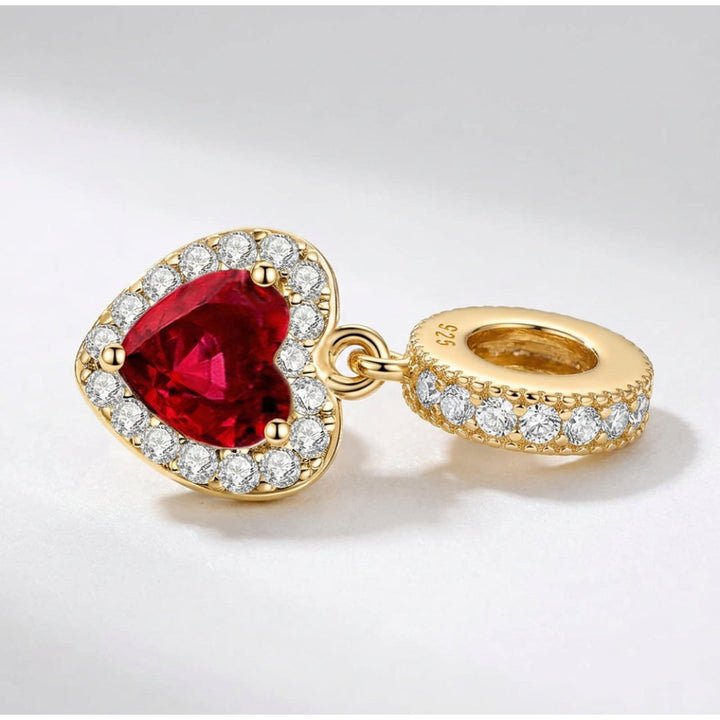 Charm Pendant Doré Cœur Rouge – Maison Perle