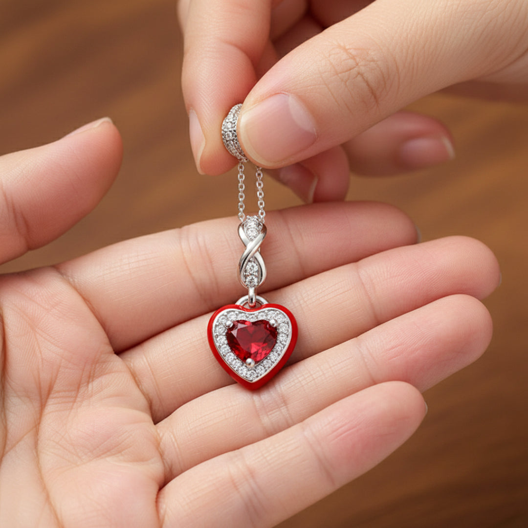 Charm Pendant Cœur Rouge – Maison Perle