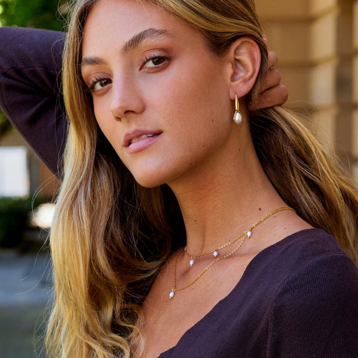Boucles d’oreilles Agatha goutte perlée