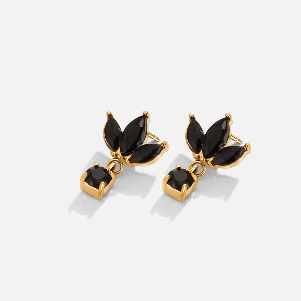 Boucles d’oreilles Amara fleur en cristal noir