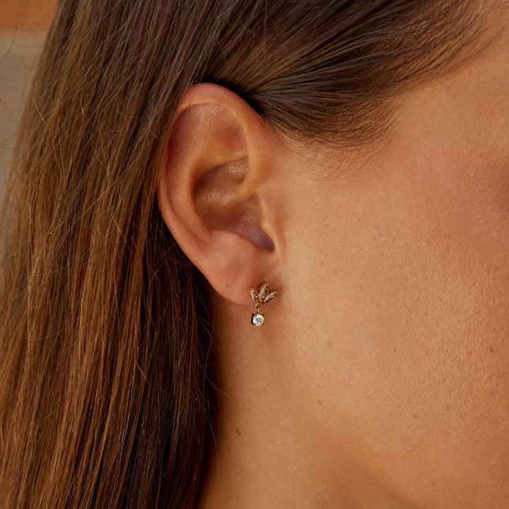 Boucles d’oreilles Amara fleur en cristal blanc