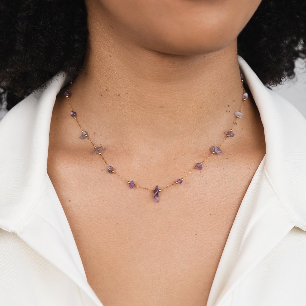 Ametystový collier en cristal s korálikom