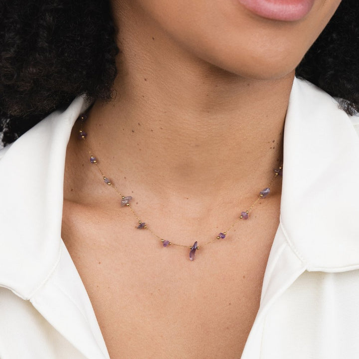 Ametystový collier en cristal s korálikom