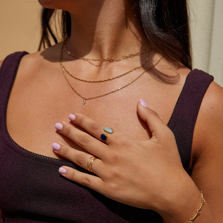 Bague aigue-marine enroulée
