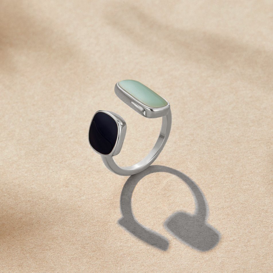 Bague aigue-marine enroulée argentée