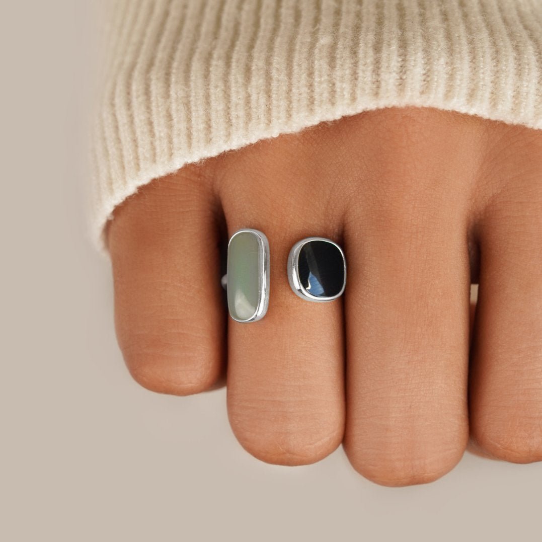 Bague aigue-marine enroulée argentée
