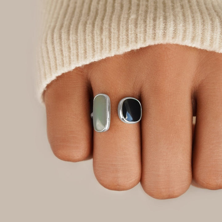 Bague aigue-marine enroulée argentée
