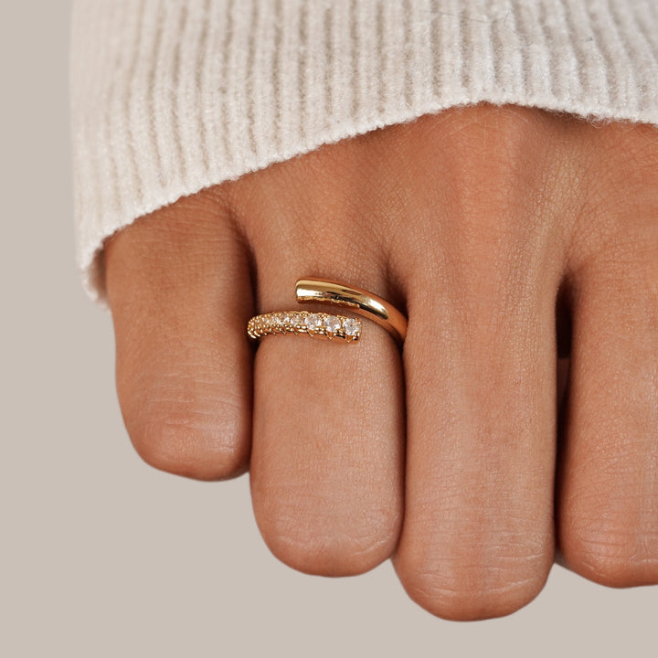 Bague Arya dorée et cristal