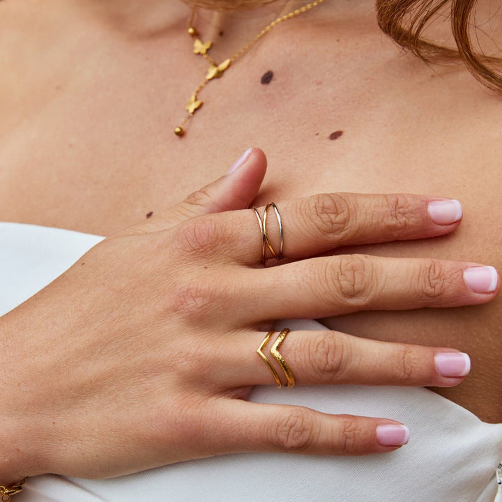 Bague Ayla trois couleurs texturée