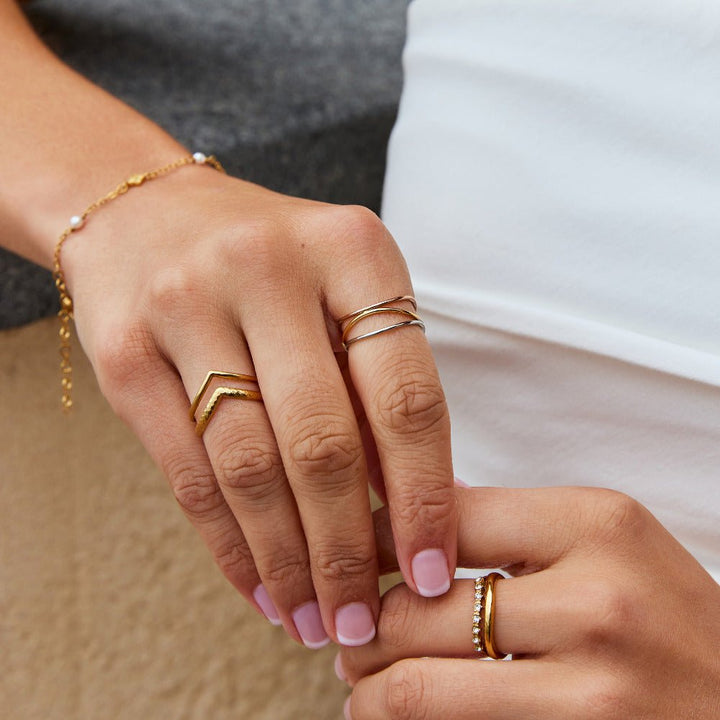 Bague Ayla trois couleurs texturée